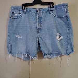 Levi's 501 Light Wash Distressed Blue Jean Shorts Denim Size 24